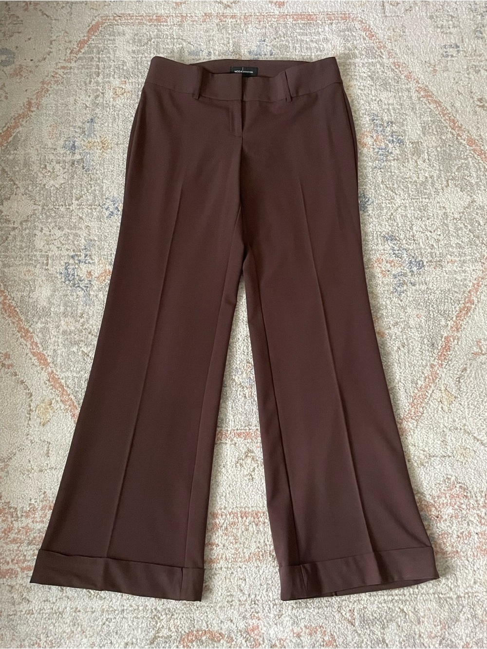 Moda International-Wide-Leg Y2K Style Pants in Brown-Size 12-